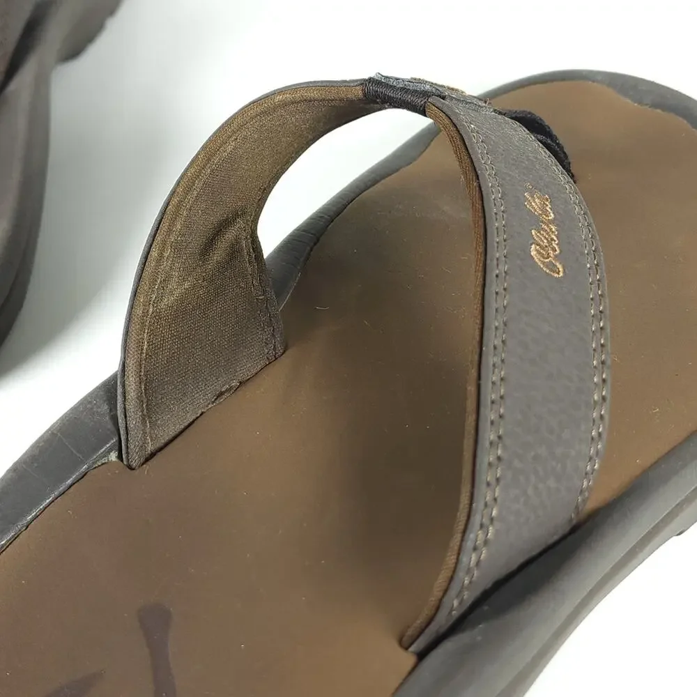 Olukai Men's Ohana US9 Brown Slip On Flat Thong Sandals